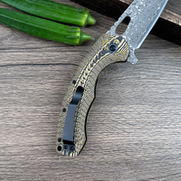 Couteau pliant en acier Damas 60 HRC, manche G10, outil EDC de poche pour le camping et la randonnée