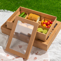Pour LOKYO grande boîte à pâtisserie rectangulaire pour petit déjeuner papier Kraft pour biscuits beignets à emporter emballage de Sushi en relief pour pique-niques