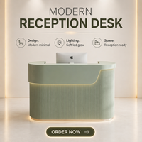 Comptoir de réception moderne incurvé et cannelé sur mesure avec éclairage LED multicolore pour salon de beauté et clinique esthétique