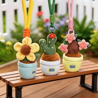 Porte-clés en peluche mignon sur le thème des plantes, porte-clés en peluche doux et moelleux, breloque de sac, pendentif pour enfants, cadeau, vente en gros