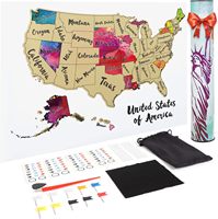Diseño personalizado de 24x17 pulgadas, seguimiento de viaje, mapa de póster de EE. UU. con paquete de tubo, póster para rascar con accesorios únicos