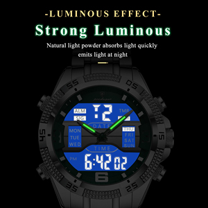 Reloj de Pulsera Digital Poedagar Nuevo, Resistente al Agua 3 <span class=keywords><strong>ATM</strong></span>, Multifunción, Pantalla Dual, Correa de Acero, para Hombre - Product Image 4