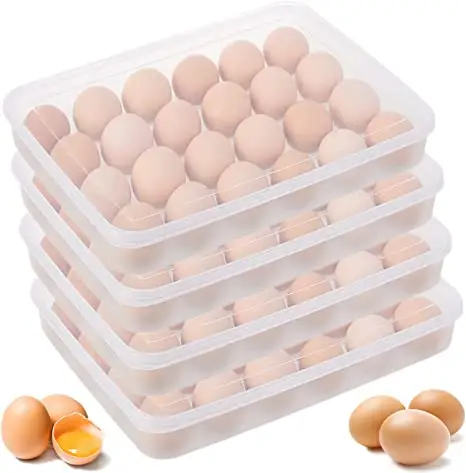 Dispensador de caja de almacenamiento de bandeja de huevos DS1812 de 30 rejillas, refrigerador transparente, organizador de huevos de plástico, soportes para huevos para refrigerador