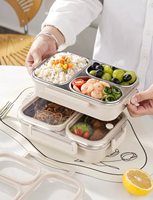 Boîte à lunch portable en acier inoxydable pour enfants, sans BPA, avec 3 compartiments, conteneur de rangement, logo personnalisé