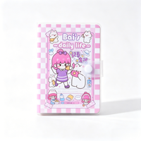 Lot de 50 cahiers à couverture PVC avec bouton-pression, 10 motifs de dessins animés variés, 80 g/m², 120 feuilles lignées, papeterie scolaire Kawaii, vente en gros