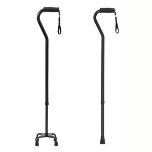 Bastón ajustable de aleación de aluminio de 98 cm con mango curvo telescópico y punta de goma de cuatro patas para apoyo de personas mayores - Product Image 3