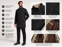 Veste décontractée pour homme YSYL à col montant, doublure en velours haute densité, polyester infroissable, thermique en graphène, épaisse, pour affaires