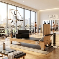 Máquina de Pilates Reformer Profesional de Grado Estudio, Cama de Madera Sólida, Equipo Premium de Fitness y Yoga, Reformer con Torre