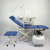 Fauteuil dentaire portable pliable avec turbine, crachoir en céramique, éclairage mobile, plateau à instruments en cuir, certifié ISO, modèle Kw3001