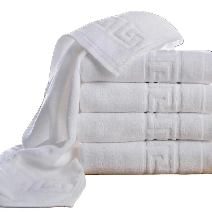 Conjunto de toalhas de banho para hotel 5 estrelas, adequado para a pele, roupa de banheiro branca, poliéster, rosto, mão, conjunto de toalhas de banho para banheiro