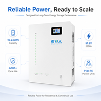 Sistema de Almacenamiento de Energía Solar Residencial, Batería LiFePO4 de 51.2V 200Ah 10.24kWh, Respaldo de Energía Apilable con BMS Inteligente