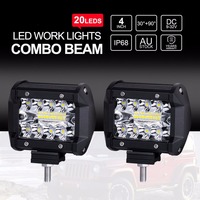 Projecteur LED Ambre et Blanc, Barre Lumineuse LED 4 Pouces 60W, Faisceau Combiné Spot et Large pour Phare Antibrouillard, Rampe de Travail LED pour Tout-Terrain, SUV, VTT, UTV