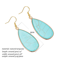 Boucles d'oreilles pendantes géométriques plates en pierre naturelle plaquées or pour femme, style bohème, élégantes et classiques, cadeau