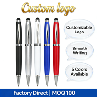 Clé USB promotionnelle en forme de stylo avec pointe tactile, logo personnalisé, clé USB en forme de stylo avec écriture fluide au toucher
