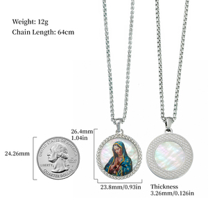 จี้ห้อยคอรูปนักบุญคาทอลิก งานเพ้นท์มือบนเปลือกหอยมุก TIMEMUSE รุ่น XMH007 - Product Image 6