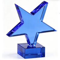 Trophée Étoile en Cristal Bleu Pas Cher en Gros, Impression UV Personnalisée du Logo, Récompense Étoile en Cristal Personnalisable, Fabrication sur Mesure
