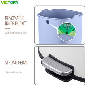 Poubelle à pédale en acier inoxydable avec couvercle coulissant insonorisé et anti-odeurs, seau intérieur séparé - Product Image 5