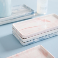 Plateau organisateur de salle de bain rectangle en marbre moderne personnalisé décor petit anneau parfum bibelot vanité plateau en céramique