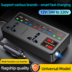 Car Inverter 12V 24V To 220V 200W With 6 USB Ports And Dual AC Outlets For Universal Vehicle Use USB Charger - Product Image 4