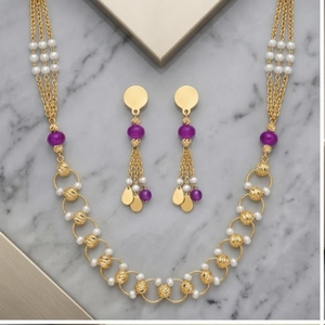 Conjunto de Collar y Pendientes de Plata 925 Italiana con Eslabones Circulares Dorados y Cuentas para Mujer, Joyería de Moda - Product Image 3