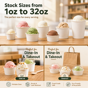 Vasos de Papel Ecológicos para Helado y Yogur, 100% Biodegradables, para Llevar, Venta al Por Mayor - Product Image 3