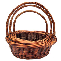 Ensemble de paniers tissés en osier naturel ovales et circulaires faits à la main de la marque Jarnier avec poignée, grands paniers en osier noir pour cadeaux