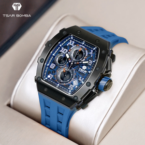 Tsar Bomba <span class=keywords><strong>Seiko</strong></span> ตัวเรือนสแตนเลสผู้ชายนาฬิกาควอตซ์คริสตัลแซฟไฟร์สายซิลิโคนกันน้ำ50เมตรแฟชั่นโครโนกราฟ - Product Image 1
