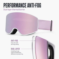 Lunettes de ski sans monture tendance en PC et TPU, vision large, unisexe, pour snowboard et activités hivernales en extérieur