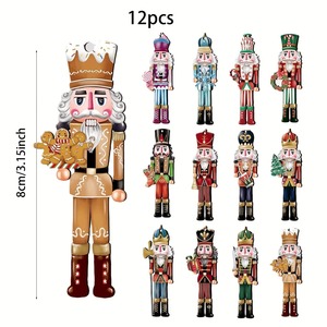 12PCS <b>Nutcracker</b> Wooden Decorative Set <b>Soldier</b> Figurine Hanging Tree Decor - Christmas Gift, Party Decoration And Home Decor - Product Image 4