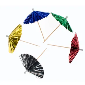 Scelte per ombrelli da cocktail blu colorati in bambù usa e getta di alta qualità per decorazioni per feste