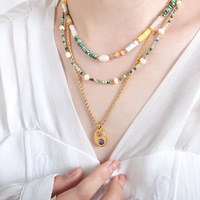 Bingxin Orthodox Link, Cadeau Tendance, Vintage, DIY, Haute Qualité, Pierres Vertes, Turquoise, Perles de Coquillages d'Eau Douce Naturelles Mixtes, Perlées