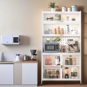 Buffet de rangement de cuisine sur pied avec portes, meuble multi-niveaux pour micro-ondes et ustensiles - Product Image 5