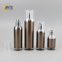 Ensembles d'emballages cosmétiques 15ml 30ml 50ml, pot en acrylique et bouteille en plastique transparente personnalisée avec couvercles pour crèmes et produits de soin de la peau
