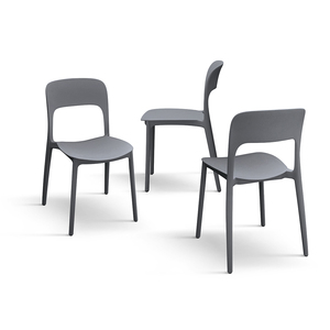 Ensemble de 4 chaises Luana en polypropylène gris pour salle à manger, intérieur et extérieur - Product Image 2
