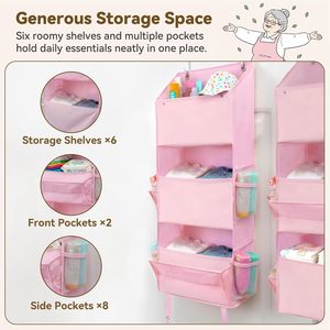Over The Door Organizer 6 <b>Shelf</b> Detachable Storage With 8 Pockets Waterproof Anti Tilt For Behind Door Use - Product Image 5