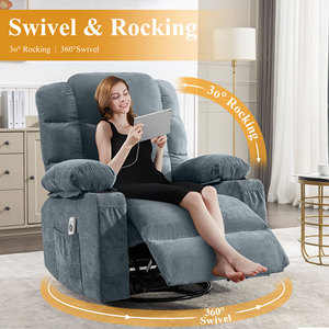 VANBOW Übergroßer Massage-Drehsessel mit Lendenwärme für Wohnzimmer, Getränkehalter und USB-Ladeanschluss für Erwachsene - Product Image 6