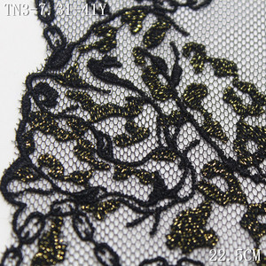 Dentelle fine et douce à paillettes florales brodées pour robes de fête de mariage, textiles de maison, couture, dentelle française <span class=keywords><strong>noire</strong></span> en maille de 22 cm - Product Image 4