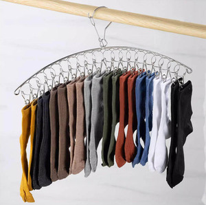 Porte-linge moderne en acier inoxydable avec 10 pinces pour sé<span class=keywords><strong>cher</strong></span> les chaussettes, organisateur de linge suspendu, multifonctionnel, anti-vent - Product Image 6