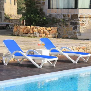 Chaise de piscine en plastique, 1 pièce, usage extérieur, Chaise longue de plage avec rambarde