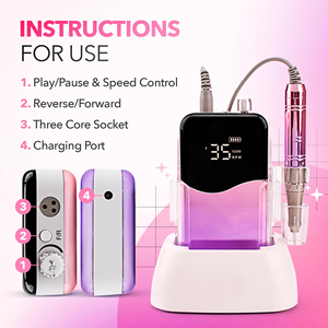 Nouvelle arrivée - Perceuse à ongles sans fil professionnelle, moteur sans balais 35000 tr/min, poignée 85W, lime à ongles portable, machine de manucure - Product Image 4