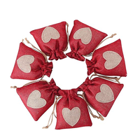 Petit sac en jute pour Noël, sac cadeau, emballage de bijoux, sac anti-poussière avec cordon de serrage, sac de rangement pour bonbons en toile naturelle