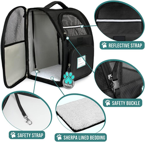 Bolsa de transporte de viaje para mascotas para gatos, perros pequeños, hasta extensión, cama para mascotas, habitación, <span class=keywords><strong>am</strong></span>-azon, mochila para salir para gatos, transpirable, plegable - Product Image 4