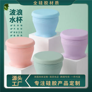 แก้วน้ำซิลิโคนพับได้ 200 มล. ถ้วยพับได้สำหรับตั้งแคมป์กลางแจ้งกาแฟชาแก้วน้ำพร้อมฝาปิดสีพาสเทล - Product Image 5