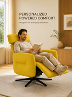 Fauteuil inclinable électrique moderne avec base en aluminium à cinq branches pour salon, hôtel et bureau