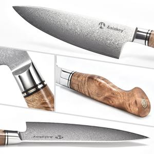 ชุดมีดเหล็กดามัสกัสญี่ปุ่น 7 ชิ้น ด้ามไม้ลายเงา เหล็กกล้าคาร์บอนสูง 67 ชั้น - Product Image 3