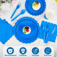 Kant-en-klare blauwe thema Halloween afstudeer- en verjaardagsparty wegwerp ecologische papieren borden en bekers set