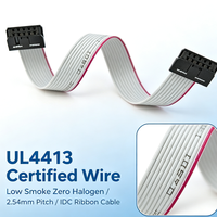 Cable Plano Gris UL4413 de Baja Emisión de Humo y Cero Halógenos, Tipo IDC, Paso de 2.54mm, 6P-64 Pines, para Sensor de Temperatura