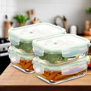 Boîte à lunch en verre ronde carrée, compatible micro-ondes, bol spécial, boîte à bento de qualité alimentaire pour le bureau, avec couvercle, pour conserver la fraîcheur - Product Image 4