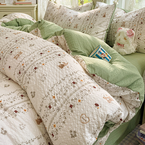 Adorable Panda &amp; <strong>Bear</strong> Puff Double Gauze 4-Piece Duvet Cover Set - Ultra-Soft &amp; Breathable for Child's Room - Product Image 3