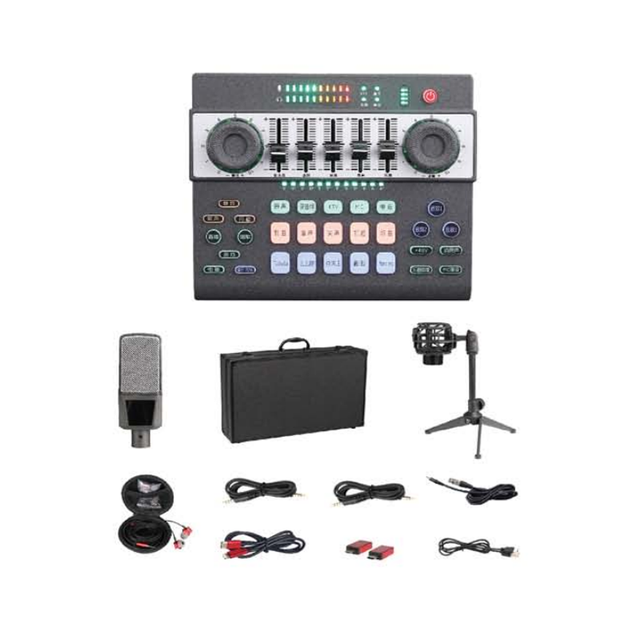 Complete Set of High Quality Multi Channel Live Stream Audio Mixer Sound Card specialized Equipment for Live Singing